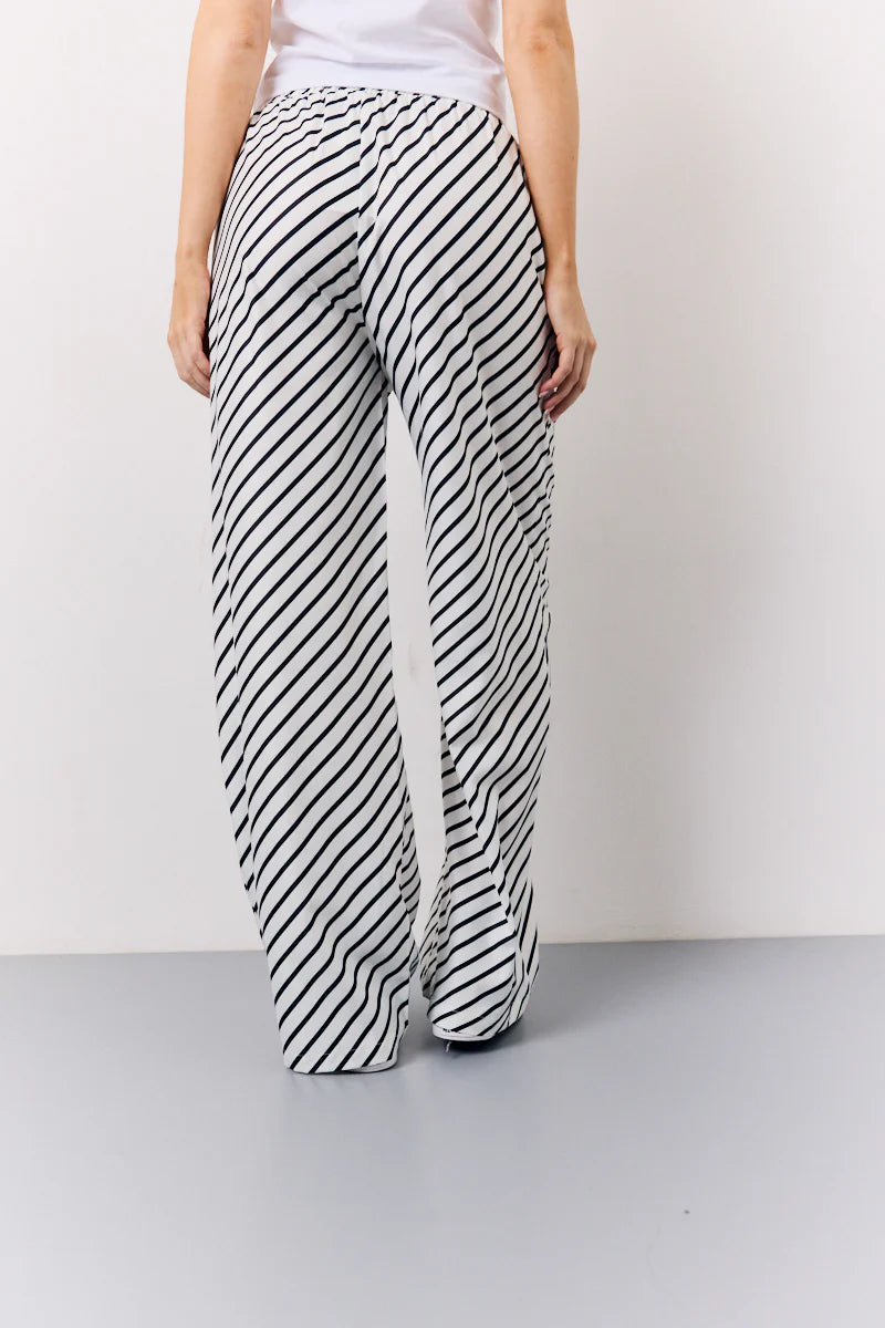 Black & White Striped Drawstring Trouser