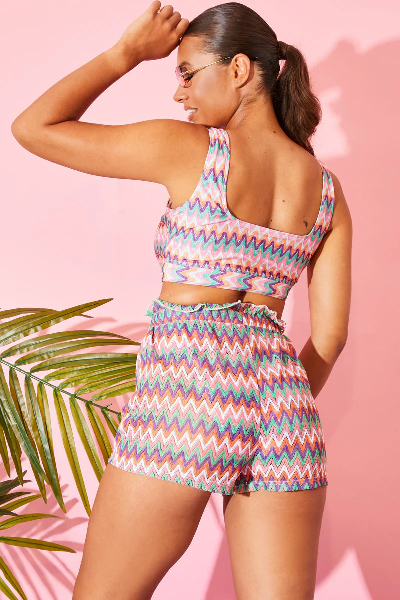 Multi Zig Zag Crochet Paperbag Shorts
