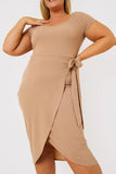 Ribbed Sweetheart Wrap Midi Dress