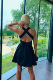 Shirred Cross Back Skater Dress