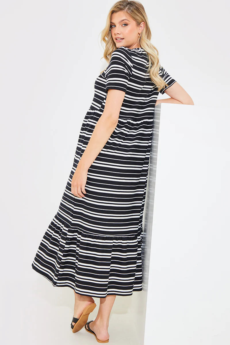 Stripe Smock Midaxi Dress