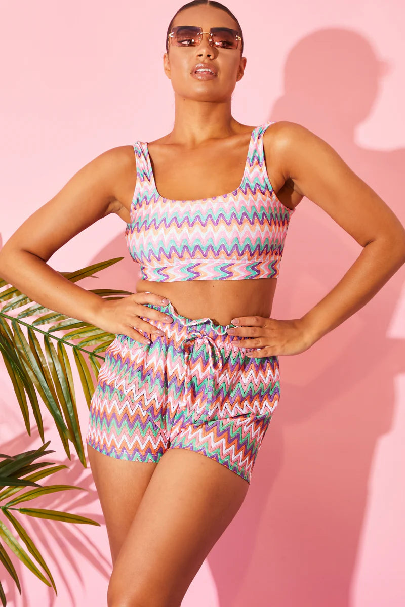 Multi Zig Zag Crochet Paperbag Shorts