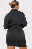 Satin Tie Waist Shirt Dress