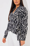 Zebra Print Wrap Front Shirt