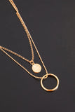 Gold Double Chain Coin Detail Necklace