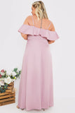 Satin Frill Off The Shoulder Maxi Dress