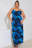 Abstract Ruffle Detail Maxi Dress