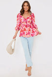 Floral Print Puff Sleeve Blouse