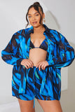 Abstract Print Chiffon Co-Ord Beach Short