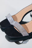 Wide Fit Diamante Strap Low Block Heel