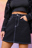 Denim Skirt With Contrast Stitching Co ord