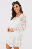 Crochet Fluted Sleeve Mini Dress