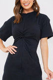 Knot Front T-Shirt Split Hem Dress