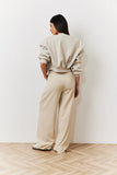 Beige Waistband Detail Tailored Trouser