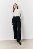 Black Elasticated Waist Wide Leg Trouser