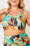 Abstract Print Scoop Neck Bikini Top