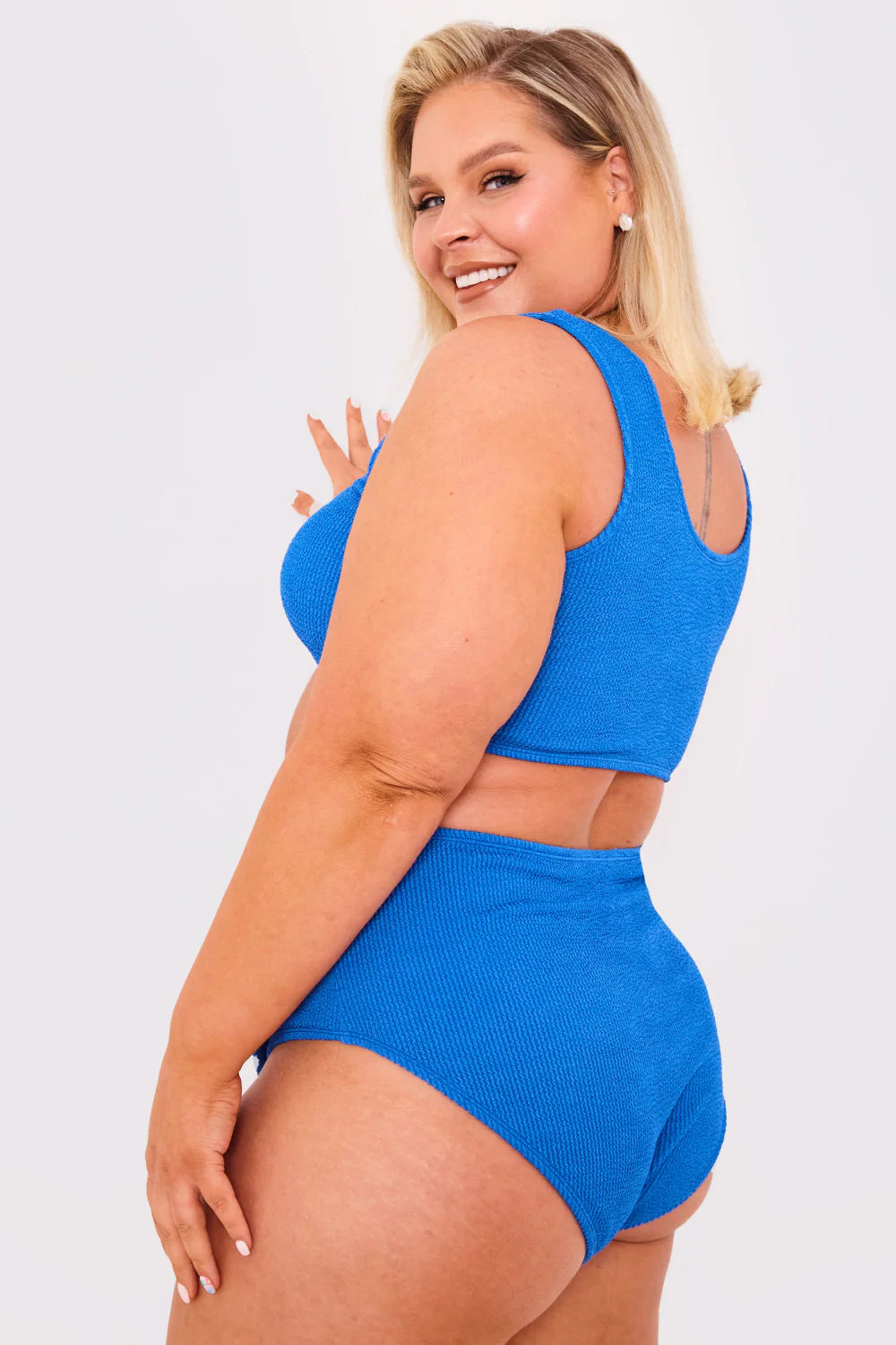 Controlled Textured Crinkle High Leg Bikini Bottoms