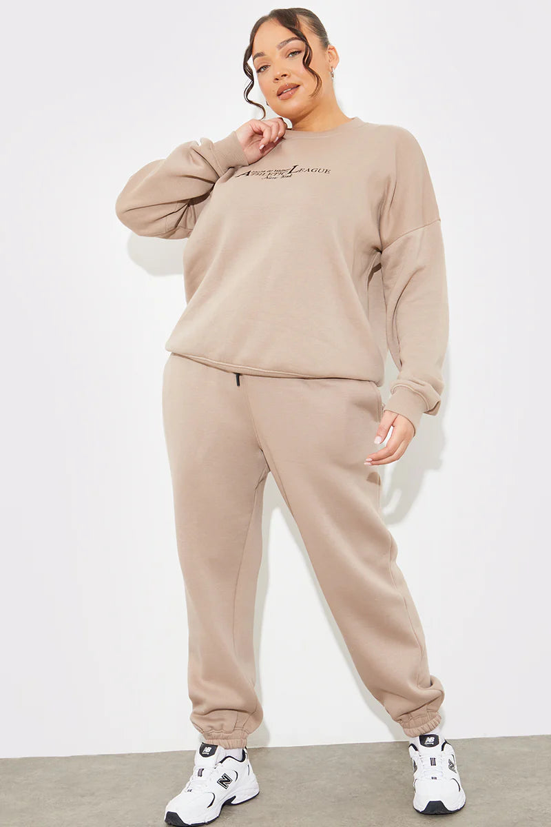 Embroidered Athletic League Crew Neck Jersey Sweater