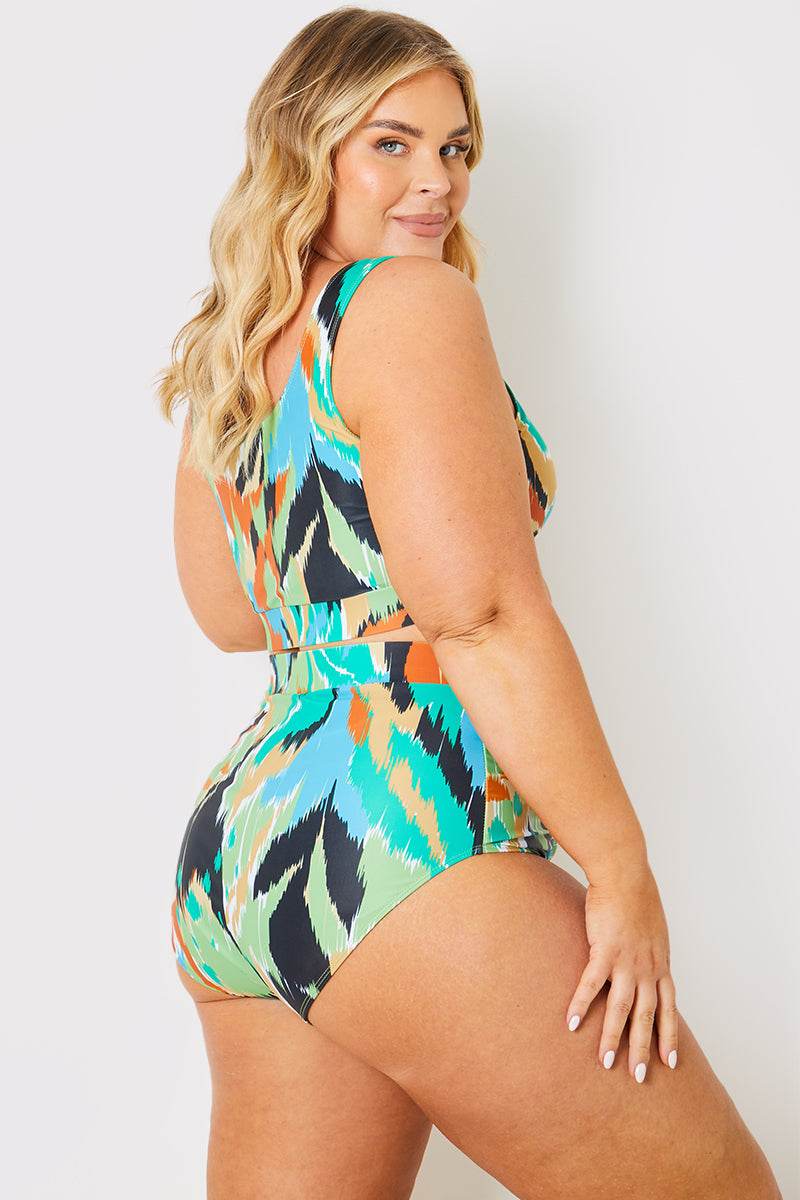Abstract Print Scoop Neck Bikini Top