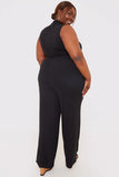Black Rib Wide Leg Jumpsuit