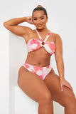 Floral Print Multiway Strap Ring Detail Bikini Top