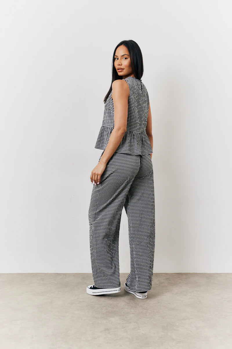 Black Gingham Smock Top