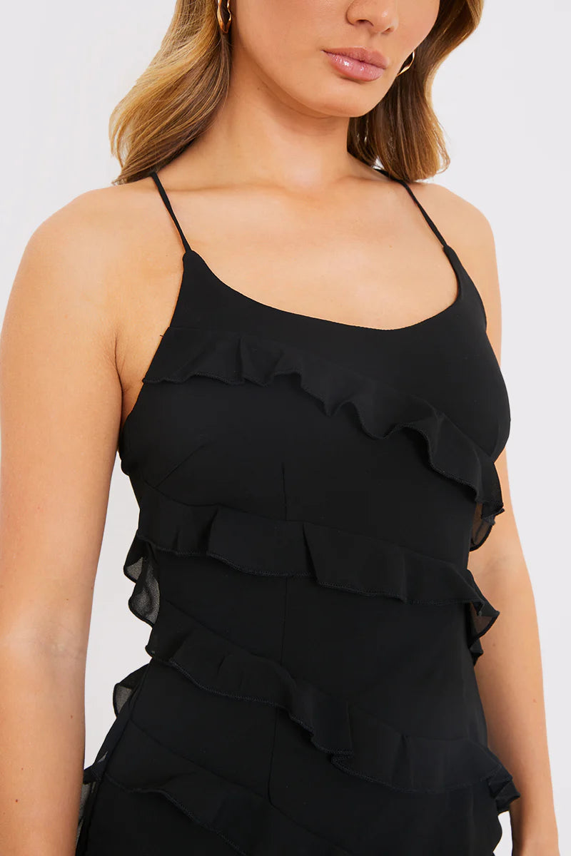 Frill Strappy Shift Dress