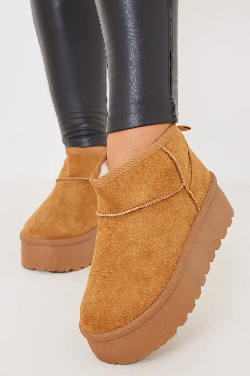 Faux Suede Platform Boots