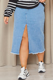 Denim Split Detail Midi Skirt