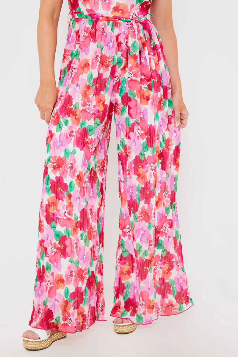 Plisse Sleeveless Wide Leg Jumpsuit