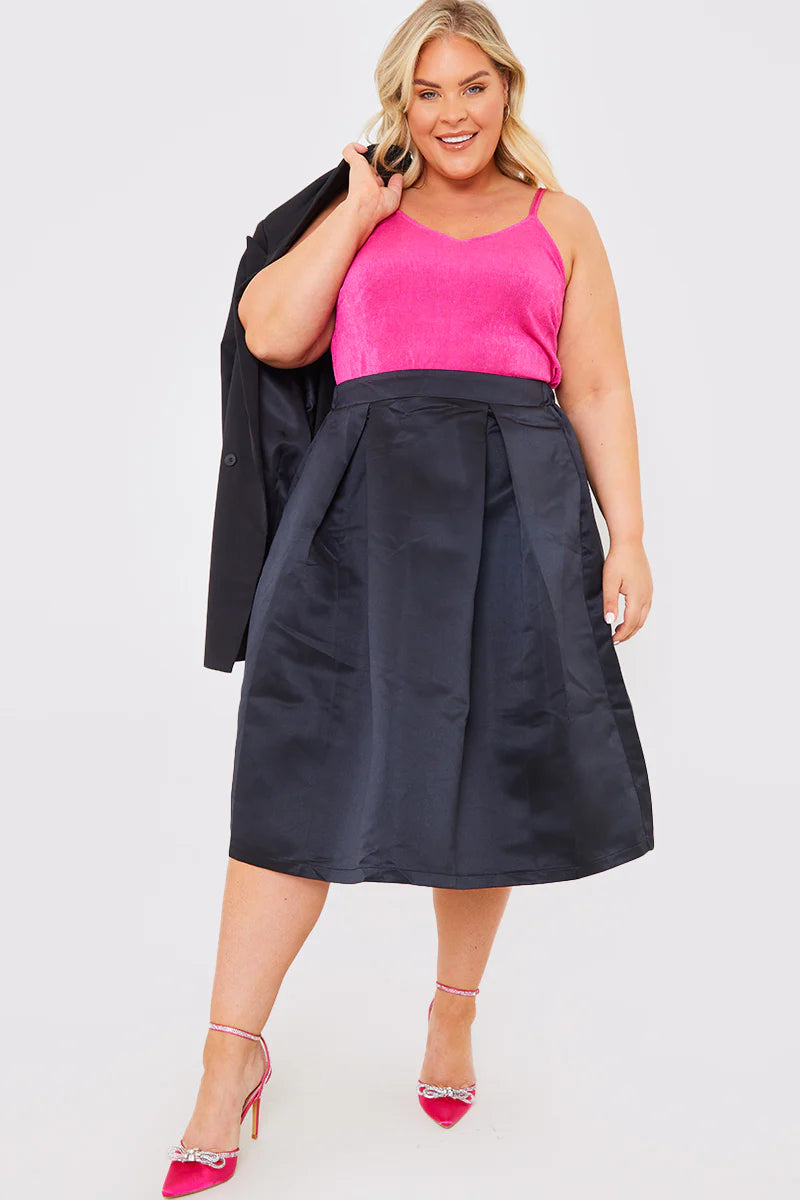 Structured Satin Midi Skirt
