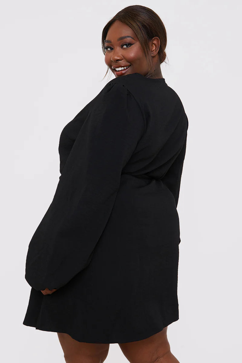 Balloon Sleeve Button Down Mini Dress