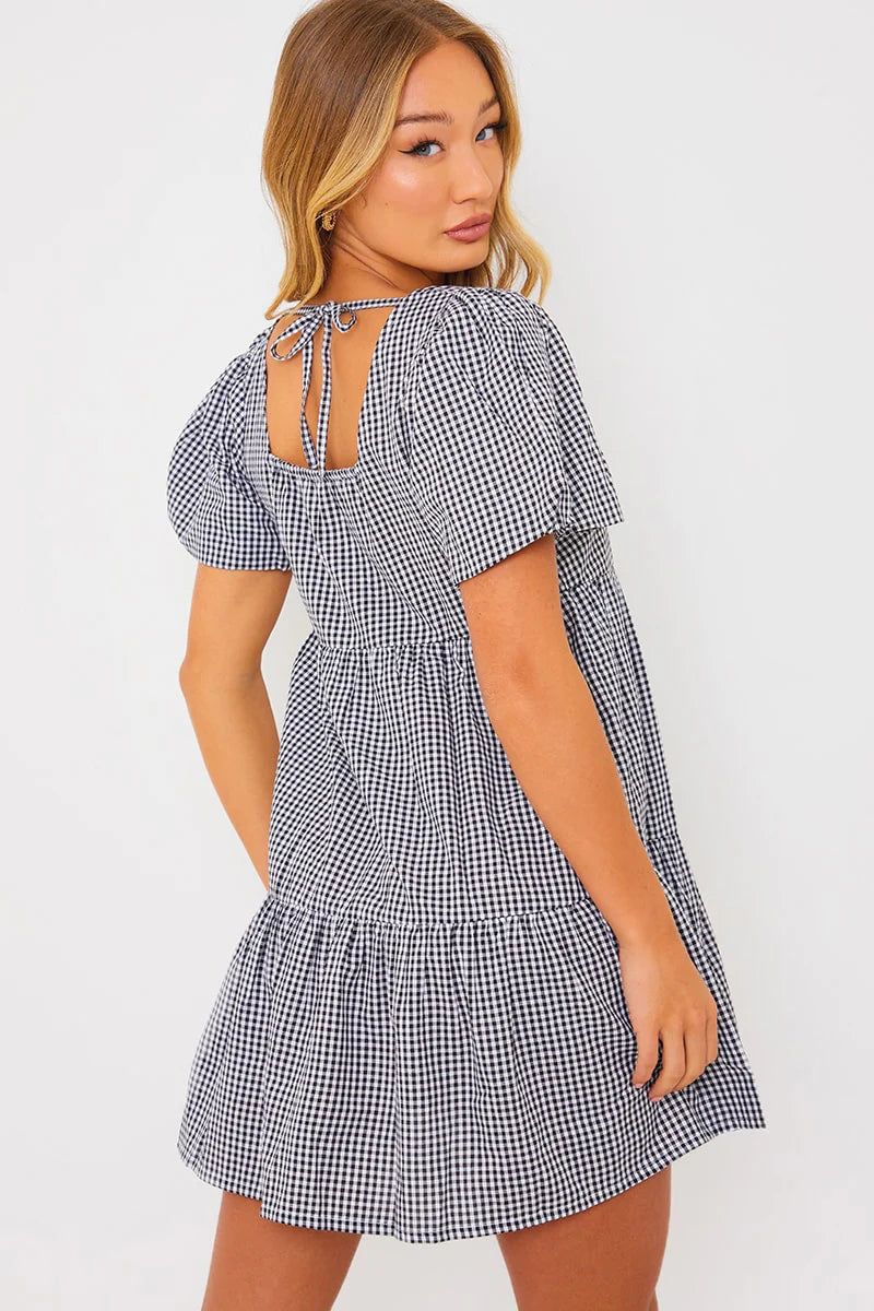 Puff Sleeve Tiered Smock Dress