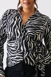 Zebra Print Wrap Front Shirt