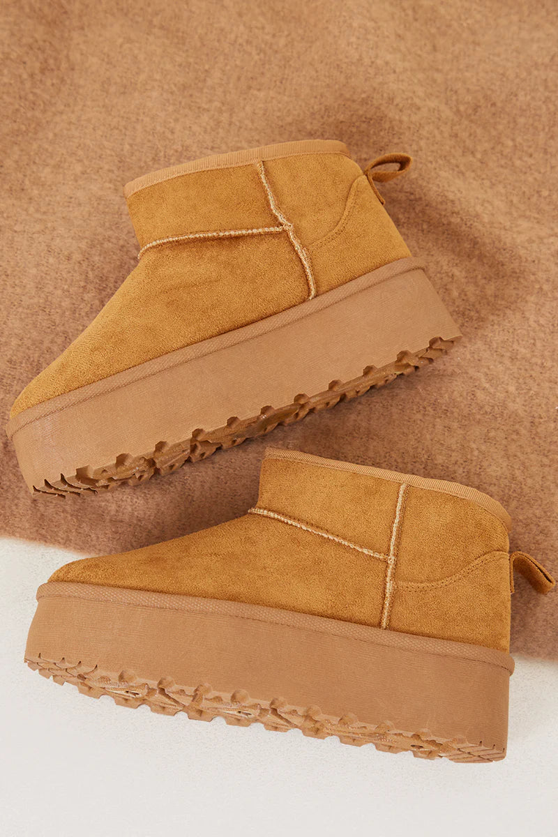 Faux Suede Platform Boots
