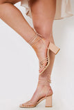 Nude Lace Up Ankle Block Heel