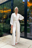 Button Up Wide Leg Jumpsuit