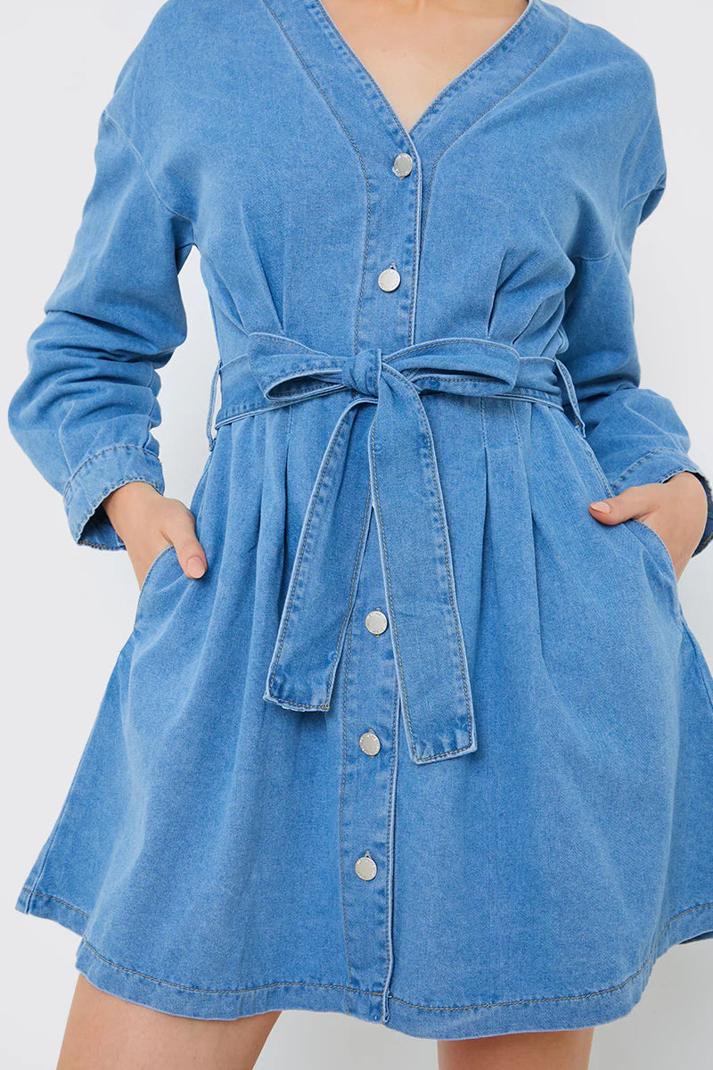 Belted Denim Shirt Dress