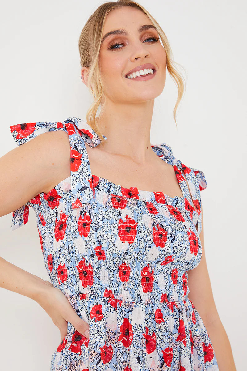 Henley Red Poppy Dress