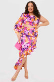 Floral Asymmetric Frill Maxi Dress