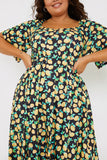 Print Sweetheart Midi Dress