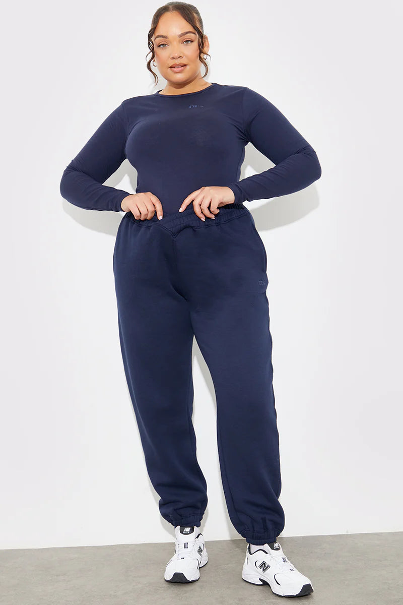 Embroidered Jersey Long Sleeve Crew Neck Top