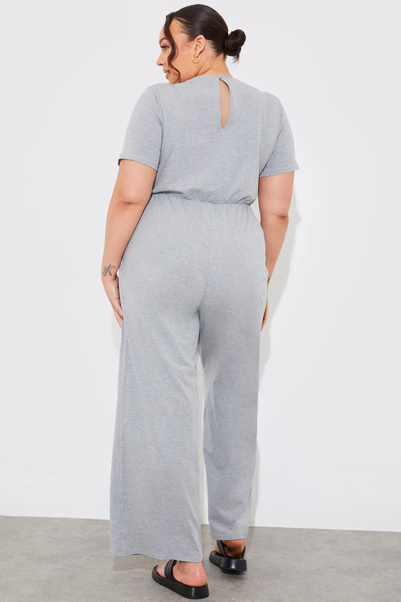 Short Sleeve Wrap Wide Leg Jumpsuit