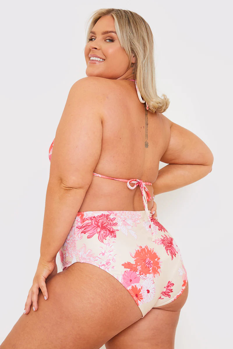 Floral Print High Waisted Bikini Bottom