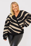 Animal Print Wrap Knitted Jumper