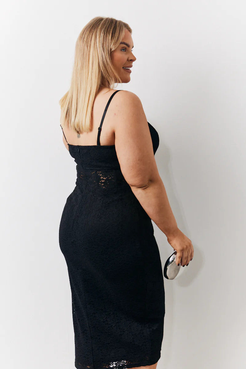 Lace Bandeau Midi Dress