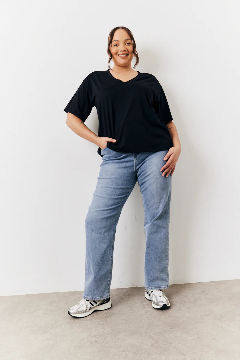 Black and White 2 Pack Slouchy V-Neck T-Shirt