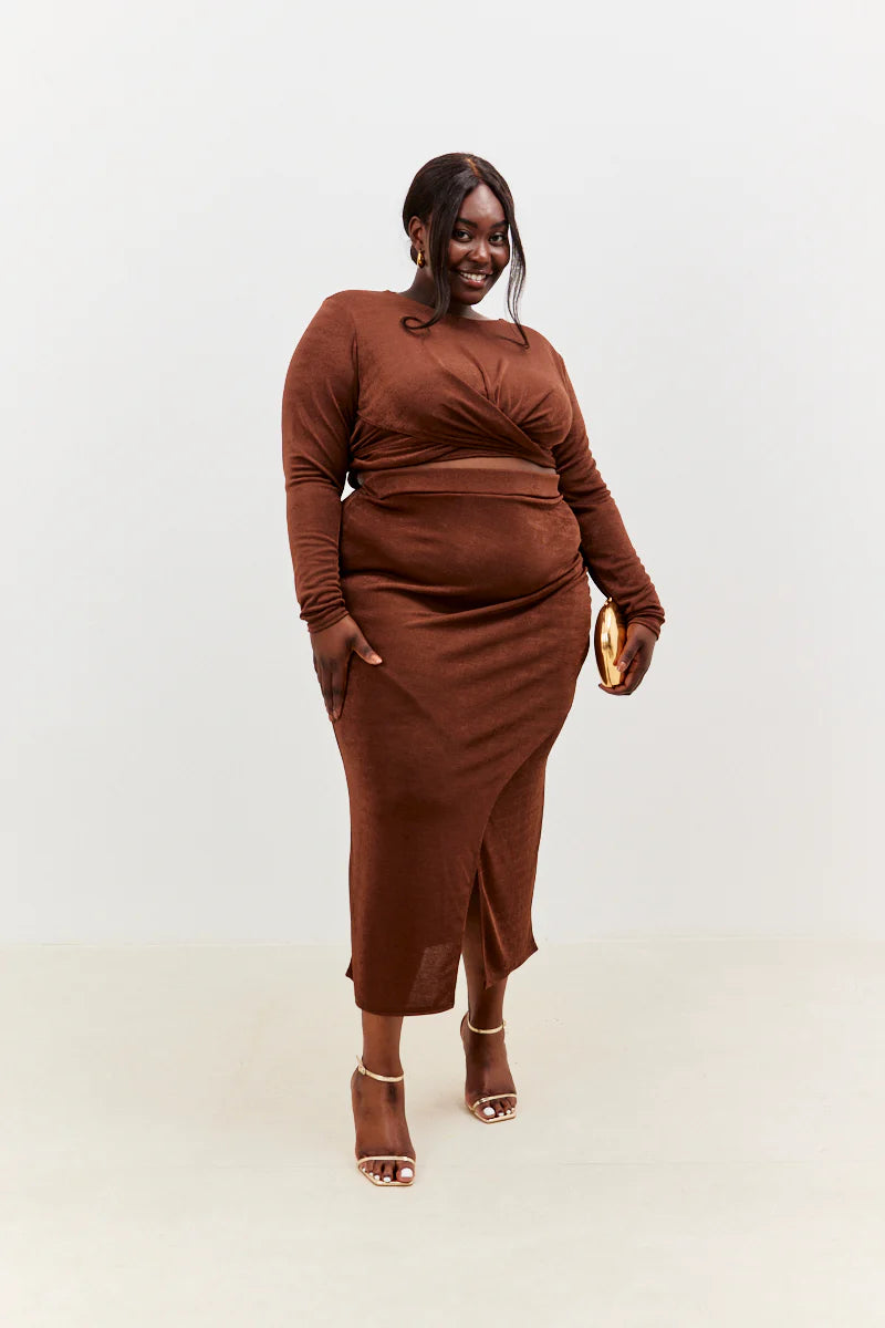 Acetate Slinky Wrap Co-Ord Skirt