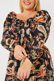 Paisley Print Shirred Dress