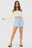 Light Wash Flared Denim Shorts